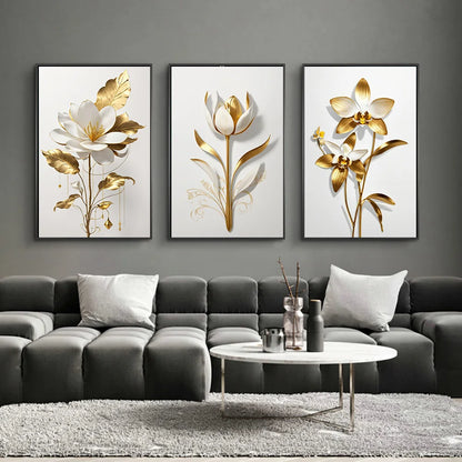 Nordic Golden Abstract Flowers