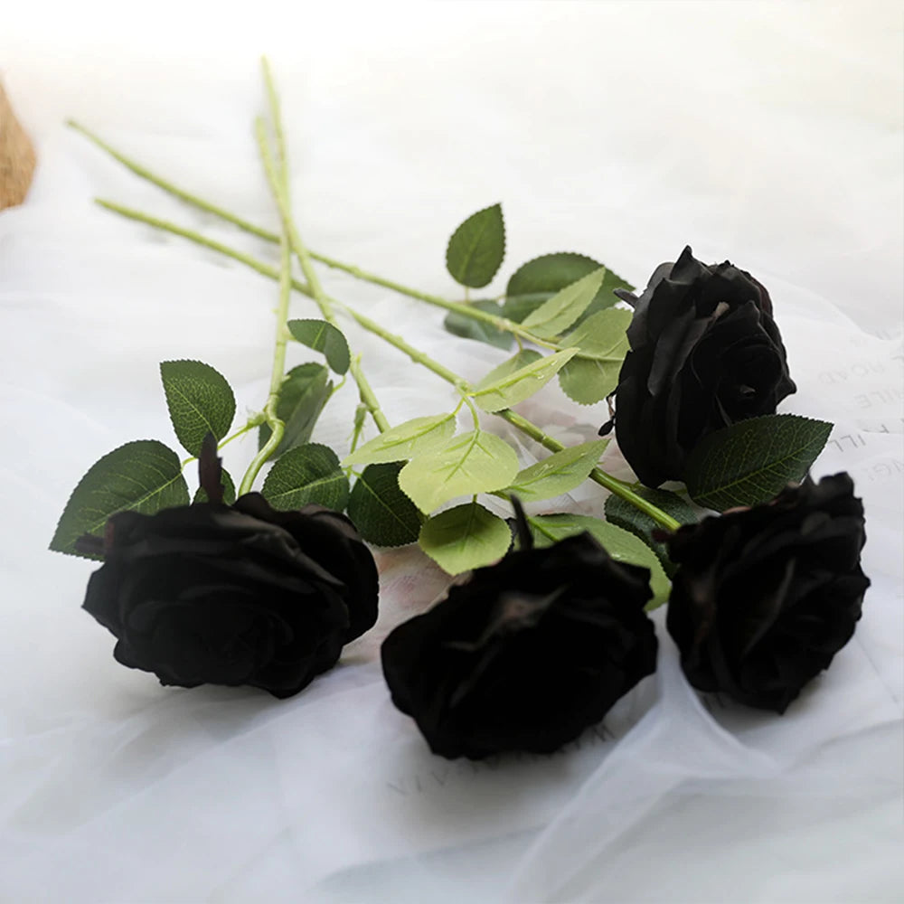 Black Silk Rose Gothic Artificial Flowers