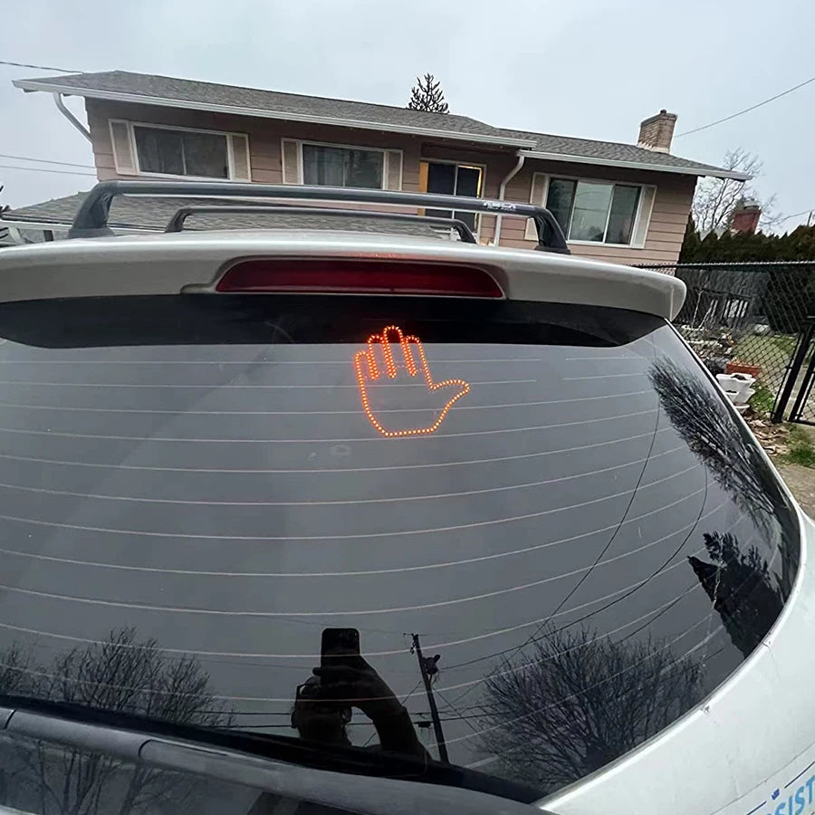 Auto Car Interior Rear Windshield LED Amber Middle Finger