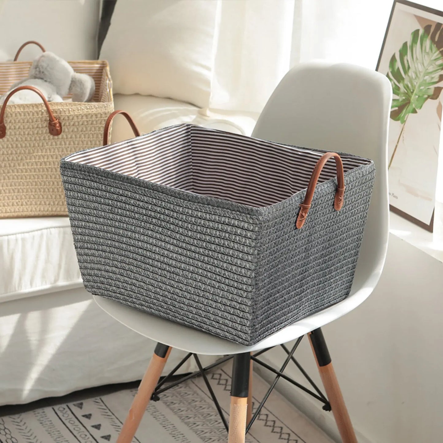 Laundry Organzier Handheld Woven Basket