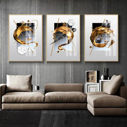 Gold Edge White Flower Canvas Splash Posters Prints