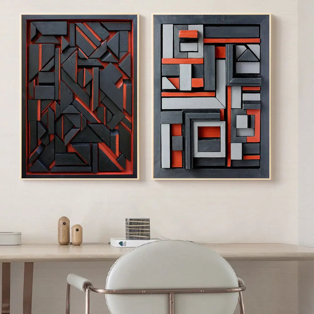 3D Geometry Minimalist And Wood Texture Posters Prints Posters