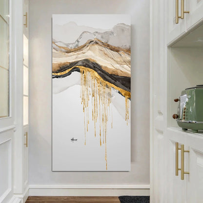 Gold Mountain Flow Abstract Minimalist Landscape Print